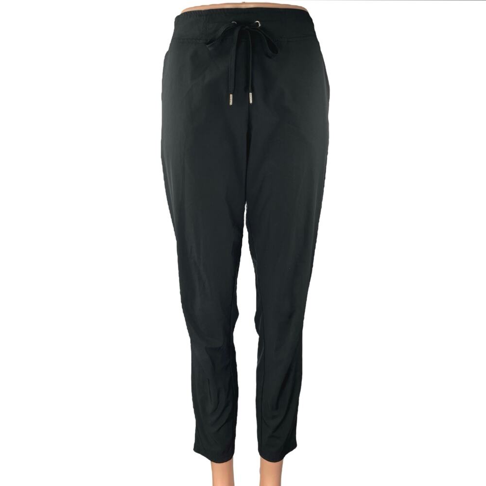 Avia Black Parachute Sweat Drawstring Straight Tapered Windbreaker Pants Size S